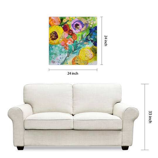Empire Art Direct Arte De Crystallus 24" x 24" Floral Radiance II Crystal Epoxy Wrapped Acrylic Shards Abstract Canvas Wall Art